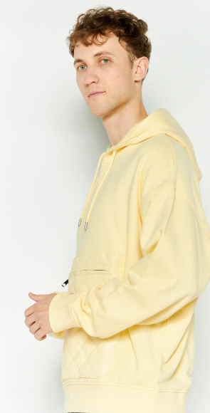 Espirit Hoodie Yellow Men Hooded Textured Long Sleeve Sweatshirt