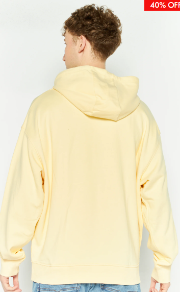 Espirit Hoodie Yellow Men Hooded Textured Long Sleeve Sweatshirt