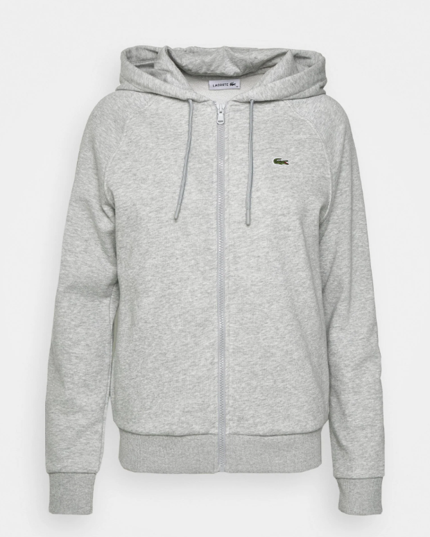 LACOSTE Women's Zip-Up Hooded Jacket GREY FLEECE SS