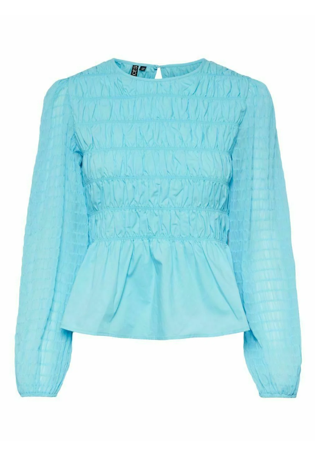 Pieces Long Sleeve Shirt / Blouse Light Blue Women