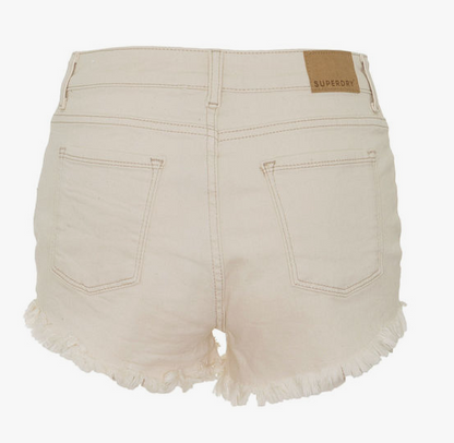 Superdry Eliza Cut Off Γυναικείο Τζιν Σορτς Μπεζ