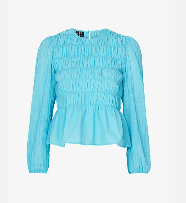 Pieces Long Sleeve Shirt / Blouse Light Blue Women