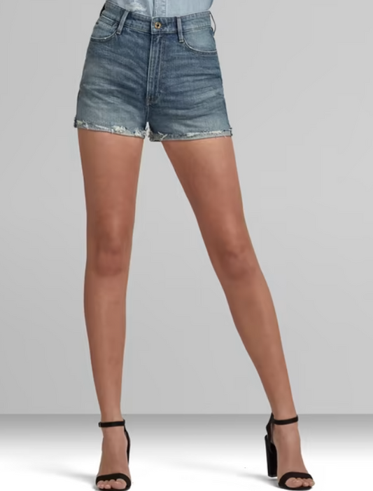 G-Star Denim Tedie Ripped Edge Ultra High Shorts Blue Women