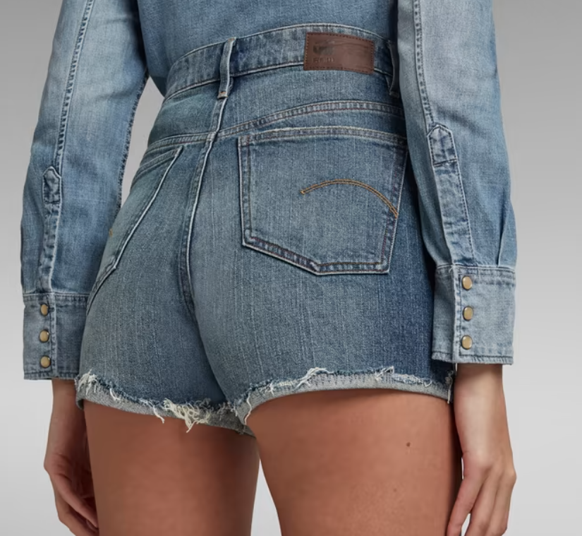 G-Star Denim Tedie Ripped Edge Ultra High Shorts Blue Women