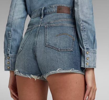 G-Star Denim Tedie Ripped Edge Ultra High Shorts Blue Women