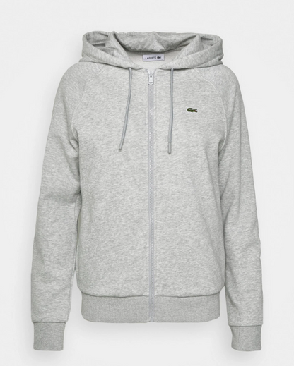 LACOSTE Women's Zip-Up Hooded Jacket GREY FLEECE SS