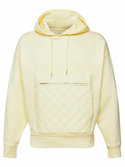 Espirit Hoodie Yellow Men Hooded Textured Long Sleeve Sweatshirt