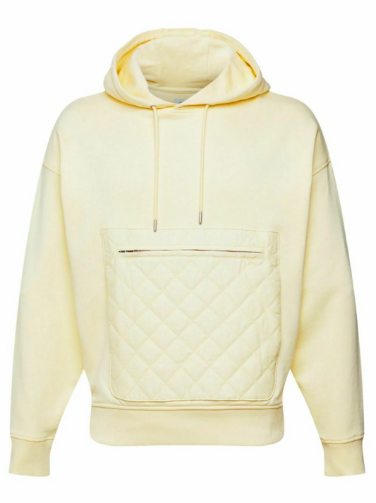 Espirit Hoodie Yellow Men Hooded Textured Long Sleeve Sweatshirt