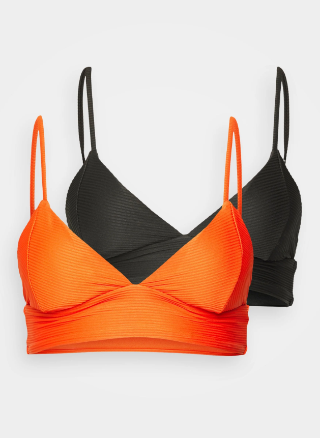 Onlbobby Life Rib Bikini Top Μαγιό Set (1 Πορτοκαλί + 1 Μαύρο)