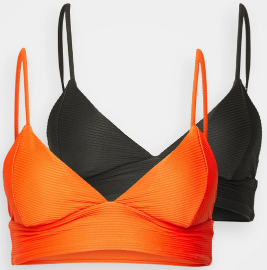 Onlbobby Life Rib Bikini Top Μαγιό Set (1 Πορτοκαλί + 1 Μαύρο)